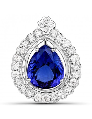 10.39 Carat Genuine Tanzanite and White Diamond 18K White Gold Pendant commande en ligne