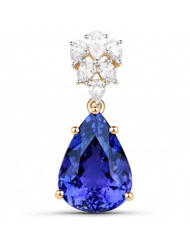 11.79 Carat Genuine Tanzanite and White Diamond 18K Yellow Gold Pendant de la marque