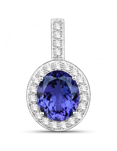 10.15 Carat Genuine Tanzanite and White Diamond 18K White Gold Pendant Dans la société mordern