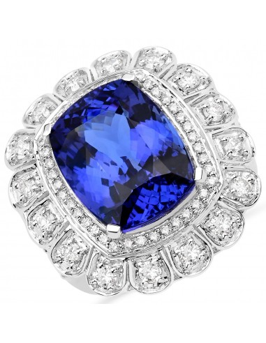 12.65 Carat Genuine Tanzanite and White Diamond 18K White Gold Ring pour bénéficier 