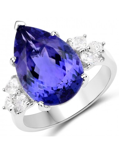 9.26 Carat Genuine Tanzanite and White Diamond 18K White Gold Ring meilleur choix