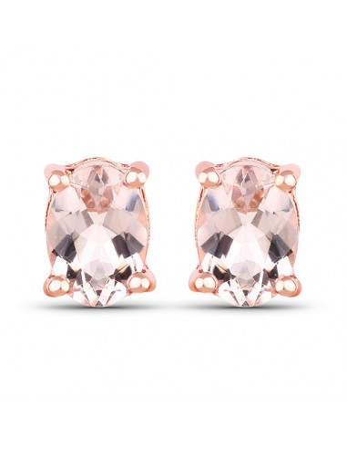 14K Rose Gold Plated 1.40 Carat Genuine Morganite .925 Sterling Silver Earrings français