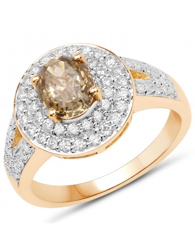 18K Yellow Gold 1.92 Carat Genuine Brown Diamond and White Diamond Ring les muscles