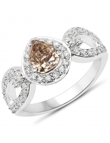 18K White Gold 1.55 Carat Genuine Chocolate Brown Diamond and White Diamond Ring l'évolution des habitudes 