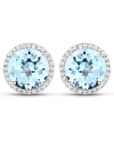 7.78 Carat Genuine Blue Topaz and White Topaz .925 Sterling Silver Earrings 2024