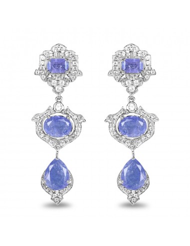 7.73 Carat Genuine Tanzanite and White Topaz .925 Sterling Silver Earrings prix