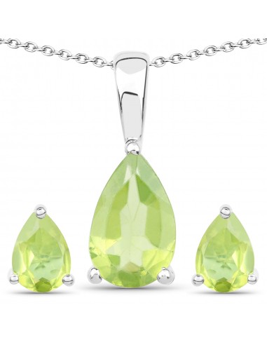 1.90 Carat Genuine Peridot .925 Sterling Silver Jewelry Set Venez acheter