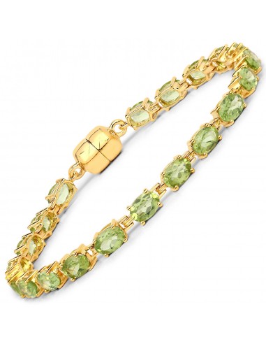 18K Yellow Gold Plated 9.03 Carat Genuine Peridot .925 Sterling Silver Bracelet l'évolution des habitudes 