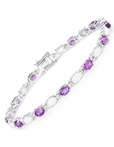 8.03 Carat Genuine Opal and Amethyst .925 Sterling Silver Bracelet Fin de série