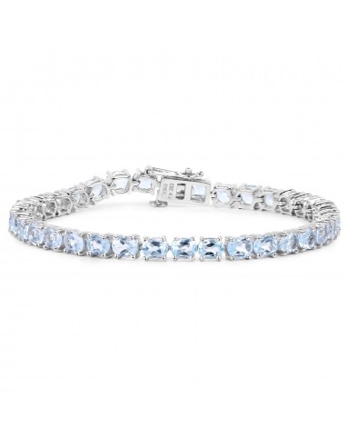 18.00 Carat Genuine Blue Topaz .925 Sterling Silver Bracelet Amélioration de cerveau avec