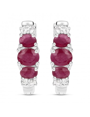 1.66 Carat Genuine Johnson Ruby and White Topaz .925 Sterling Silver Earrings vente chaude votre 