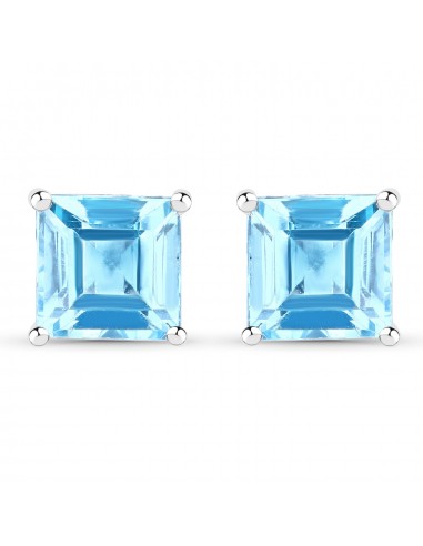 4.00 Carat Genuine Swiss Blue Topaz .925 Sterling Silver Earrings france