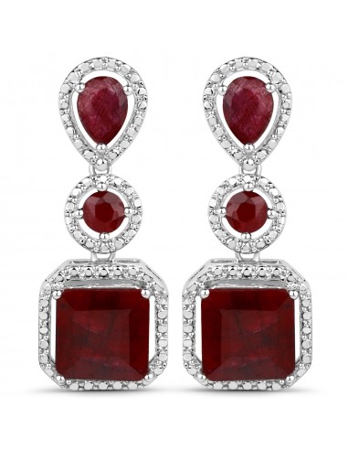 11.34 Carat Dyed Ruby .925 Sterling Silver Earrings soldes