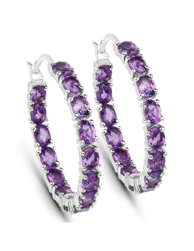 4.80 Carat Genuine Amethyst .925 Sterling Silver Earrings une grave pollution 