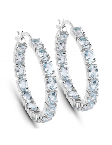 5.70 Carat Genuine Blue Topaz .925 Sterling Silver Earrings brillant des détails fins