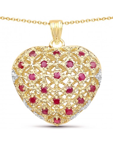 14K Yellow Gold Plated 1.00 Carat Genuine Ruby .925 Sterling Silver Pendant destockage