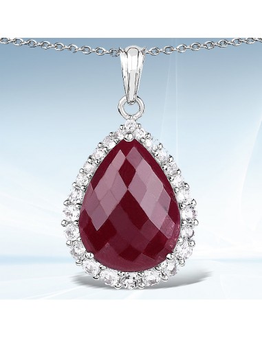 18.46 Carat Dyed Ruby and White Topaz .925 Sterling Silver Pendant prix pour 