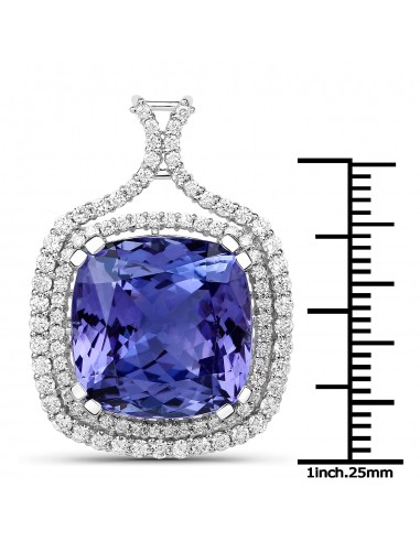 16.65 Carat Genuine Tanzanite and White Diamond 18K White Gold Pendant Découvrez la collection