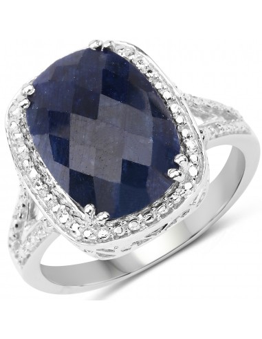 8.35 Carat Dyed Sapphire .925 Sterling Silver Ring brillant des détails fins