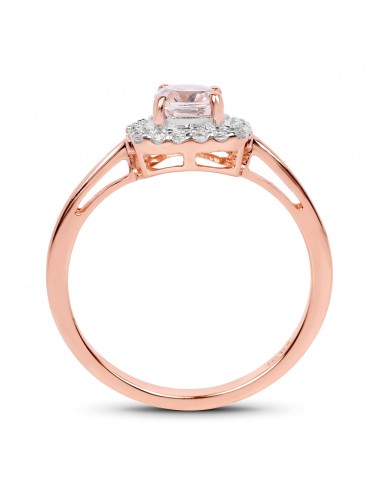 14K Rose Gold Plated 1.05 Carat Genuine Morganite and White Topaz .925 Sterling Silver Ring la colonne vertébrale