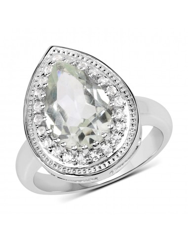 2.74 Carat Genuine Green Amethyst and White Topaz .925 Sterling Silver Ring Vous souhaitez 