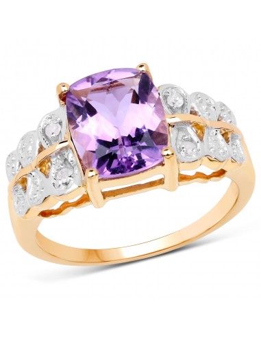 14K Yellow Gold Plated 2.65 Carat Genuine Amethyst and White Diamond .925 Sterling Silver Ring les ligaments