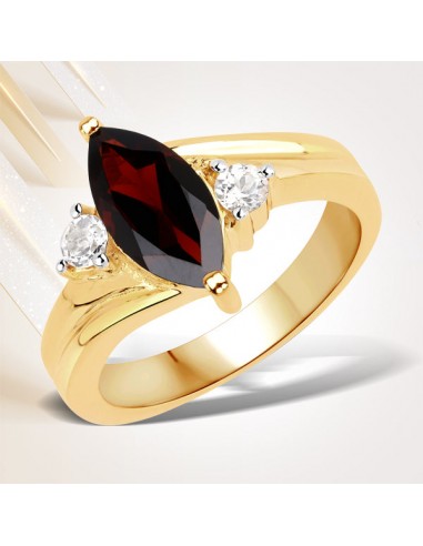 2.25 Carat Genuine Garnet and White Topaz .925 Sterling Silver Ring Pour