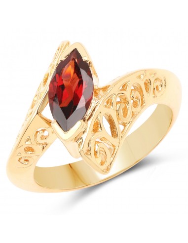 14K Yellow Gold Plated 1.20 Carat Genuine Garnet .925 Sterling Silver Ring livraison et retour toujours gratuits