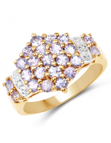 14K Yellow Gold Plated 1.62 Carat Genuine Tanzanite & White Diamond .925 Sterling Silver Ring s'inspire de l'anatomie humaine