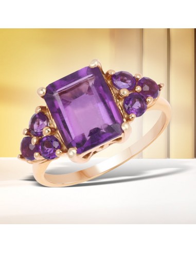 14K Rose Gold Plated 3.25 Carat Genuine Amethyst .925 Sterling Silver Ring Comparez plus de prix