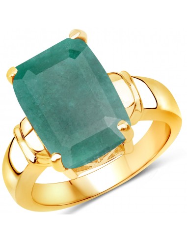 14K Yellow Gold Plated 6.00 Carat Dyed Emerald .925 Sterling Silver Ring vous aussi creer 