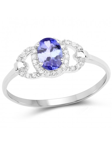 0.56 Carat Genuine Tanzanite and White Diamond 10K White Gold Ring une grave pollution 