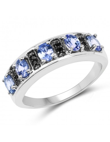 0.91 Carat Genuine Tanzanite & Black Spinel .925 Sterling Silver Ring vente chaude votre 