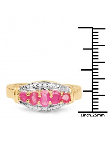 14K Yellow Gold Plated 0.93 Carat Genuine Ruby .925 Sterling Silver Ring rembourrage situé sous