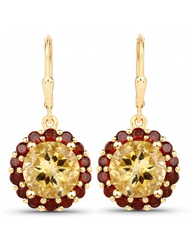 8.44 Carat Genuine Citrine and Garnet .925 Sterling Silver Earrings vous aussi creer 