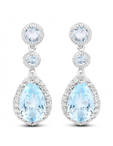 9.46 Carat Genuine Blue Topaz and White Topaz .925 Sterling Silver Earrings prix pour 