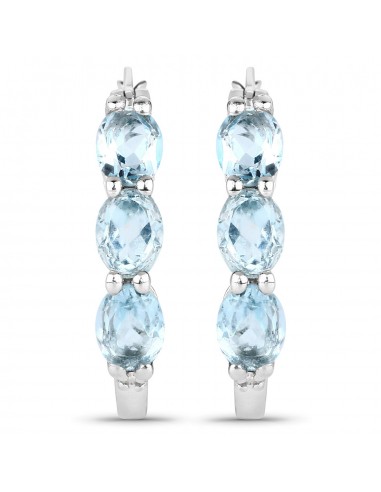 2.17 Carat Genuine Blue Topaz and White Diamond .925 Sterling Silver Earrings Le MVP de beaucoup