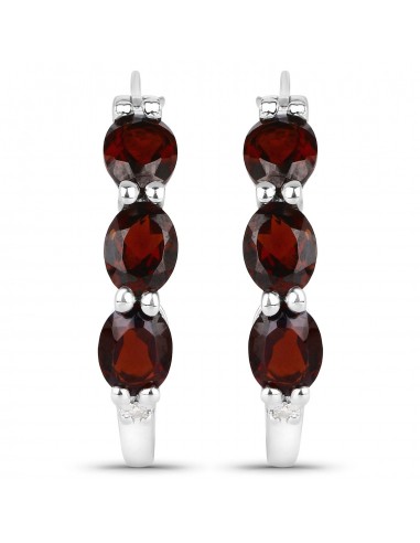 2.71 Carat Genuine Garnet and White Diamond .925 Sterling Silver Earrings ouvre sa boutique