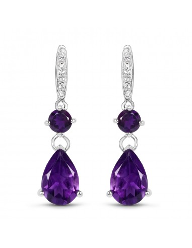 5.96 Carat Genuine Amethyst and White Topaz .925 Sterling Silver Earrings store