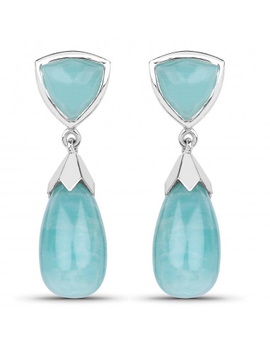 35.10 Carat Genuine Amazonite .925 Sterling Silver Earrings 2024