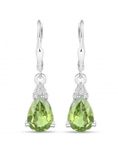 2.80 Carat Genuine Peridot and White Zircon .925 Sterling Silver Earrings shop