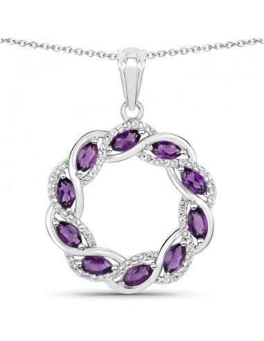 1.83 Carat Genuine Amethyst and White Topaz .925 Sterling Silver Pendant Venez découvrir notre 