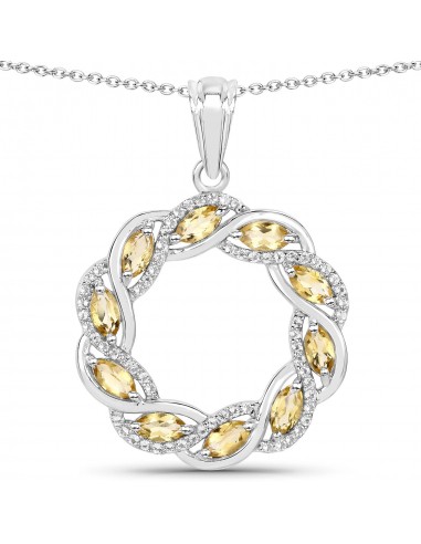 1.73 Carat Genuine Citrine and White Topaz .925 Sterling Silver Pendant les muscles