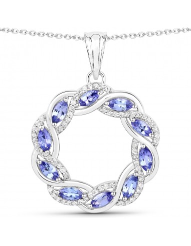 1.73 Carat Genuine Tanzanite and White Topaz .925 Sterling Silver Pendant prix