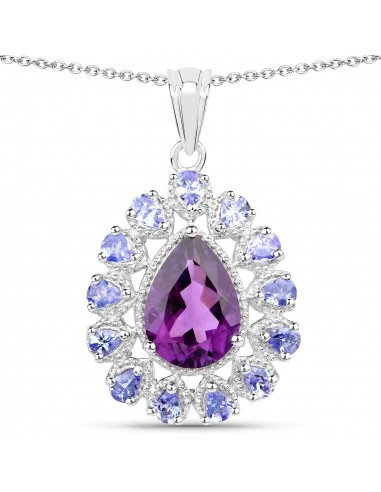 5.82 Carat Genuine Amethyst and Tanzanite .925 Sterling Silver Pendant prix pour 