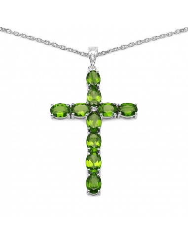 8.32 Carat Genuine Peridot and White Topaz .925 Sterling Silver Pendant le des métaux précieux