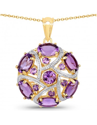 7.69 Carat Genuine Amethyst .925 Sterling Silver Pendant en linge