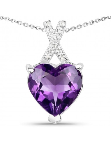 2.05 Carat Genuine Amethyst and White Topaz .925 Sterling Silver Pendant 2 - 3 jours ouvrés.