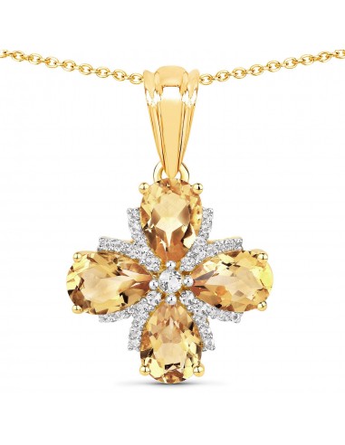 2.54 Carat Genuine Citrine and White Topaz .925 Sterling Silver Pendant Comparez plus de prix