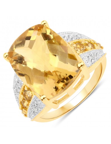 8.44 Carat Genuine Citrine and White Topaz .925 Sterling Silver Ring en ligne